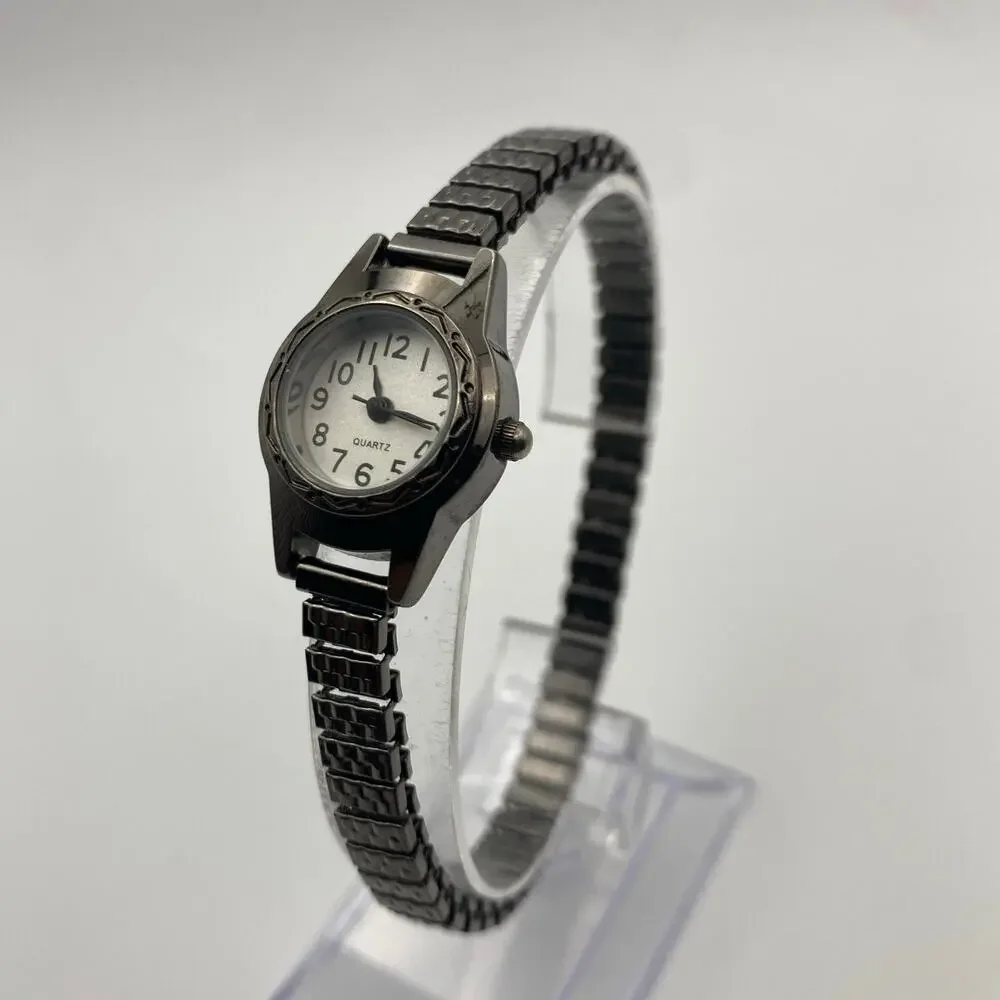 Modern Women's Black Stainless Steel Skinny Band Watch Working New Battery